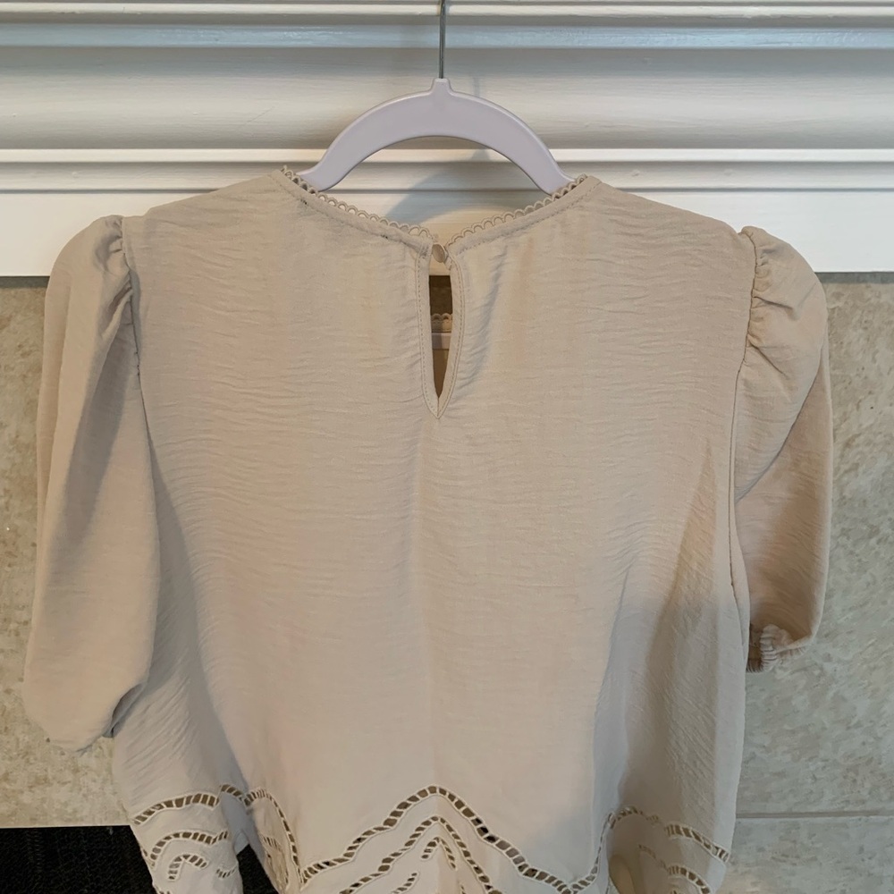 Adrianna Papell Cream Lace Trim Blouse - Picture 3 of 5